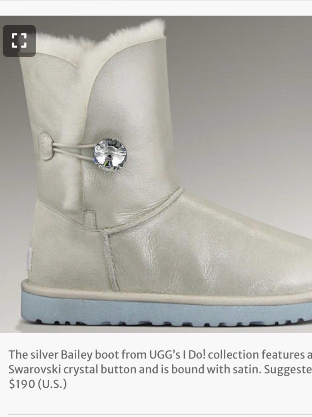UGG Bailey Button Boot in Silver Swarovski crystal “I do “ collection